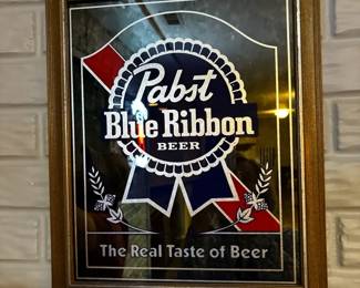  005 Vintage Pabst Blue Ribbon Mirrored Bar Sign