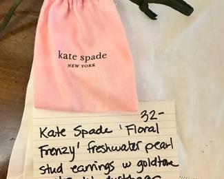 #260	Kate spade "floral Frenzy" freashwater perar stud earrings with gold tone center included dust bag 	 $32.00 			