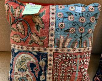 #203	oriental rug remnate pillow blue coral teal	 $20.00 			