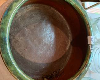 #102	Stone Green Glazed Painted Dish - 11x4.5	 $20.00 			