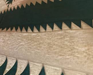 #185	Geometric Square in a Square - Teal/White Scalloped Edge - 80x 78	 $75.00 			