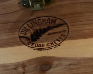 #273	Dillingham cedar chest w/Tray 47x19x23 as is henge on top needs screws.	 $75.00 			