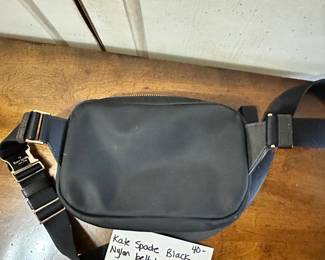 #266	Kate spade black nylon belt bag Chelsea gold hardware outer zipper  pocket 	 $40.00 			