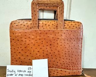 #265	Scully Ostrick zip binder w/ drop handles vintage light weat on corner	 $25.00 			