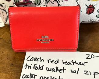 #269	Coach red leather trifold wallet with zip out of pocket NWOT	 $20.00 			