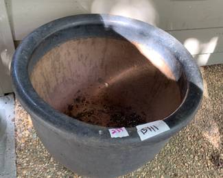#239	terricota pot black glaze 15x11	 $30.00 			
