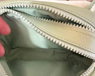 #261	Tory Burch Perrry Bombe Camera/crossboddy bag in mint matte leather double zip remoable strap 	 $70.00 			