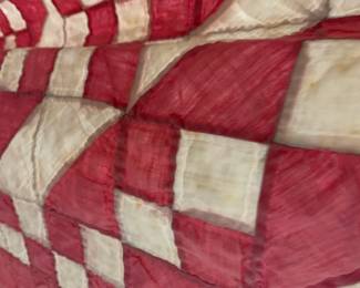 #184	Pink/White Flying Geese and Half Square Triangles - 88x80	 $75.00 			