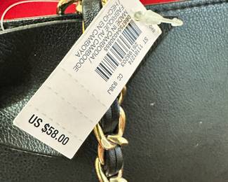 #263	Victoria Secret weekender tote bag black w red interior goldware NWT	 $28.00 			