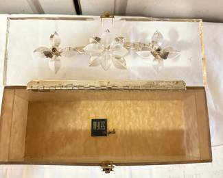 #262	Myles Original Lucite Box purseCarved floral w twist handle exterior 	 $60.00 			
