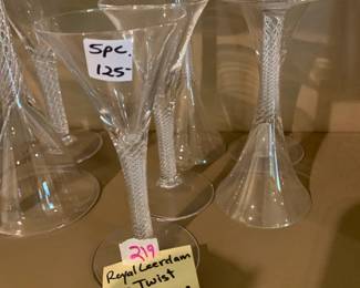 #219	Royal Leerdam air twist 6.5 wube 5 pc glasses discontinued	 $125.00 			