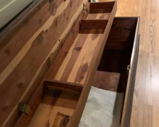 #273	Dillingham cedar chest w/Tray 47x19x23 as is henge on top needs screws.	 $75.00 			