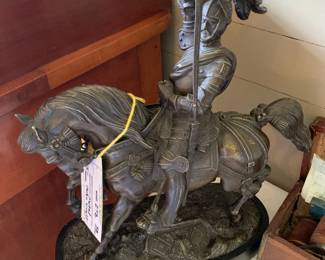 #272	Metal Horse with knight statue	 $75.00 			