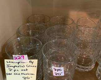#229	Hampton By Imperial Glasses 9 piece Double old fashion Discontinoued	 $80.00 			