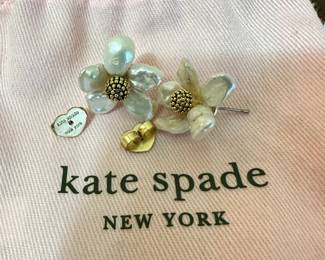#260	Kate spade "floral Frenzy" freashwater perar stud earrings with gold tone center included dust bag 	 $32.00 			