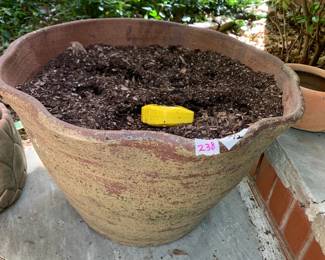 #238	terricota pot  with green glaze 11x12	 $30.00 			