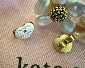 #260	Kate spade "floral Frenzy" freashwater perar stud earrings with gold tone center included dust bag 	 $32.00 			