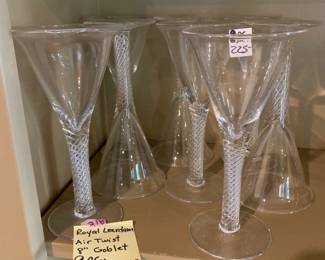 #218	Royal Leerdam air twist 8 in goblet 8 pc discontinued	 $225.00 			
