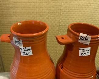 #105	Terracotta Color Glazed Birdhouse 	 $20.00 			 #106	Terracotta Color Glazed Birdhouse 	 $20.00 			