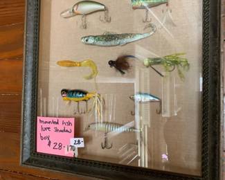 #170	Mounted Fishing Lures Shadow Boxes under Glass and Framed - 9 lures	 $28.00 			