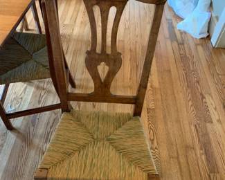 #001	double gate leg dining table with 6 mixed cain set chairs 54-99x54x30	 $550.00 	   	 	