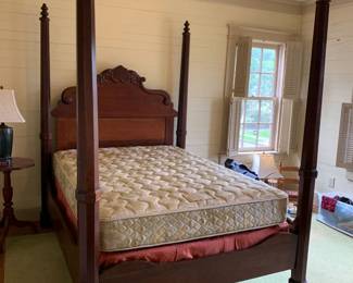#142	Full Wood Headboard and footboard 4 post w/Mattress/Boxsprings - You Move Downstairs	 $300.00 			