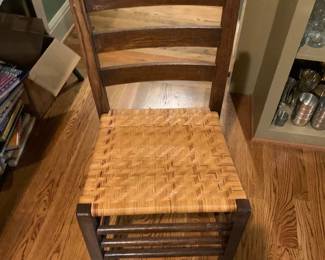 #048	Wood Odd Wood Basketweave Seat Chair	 $30.00 			