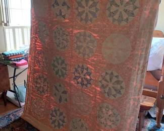 #180	Antique Wheel Scrappy Pink - as is repairs needed - 76x66	 $50.00 			