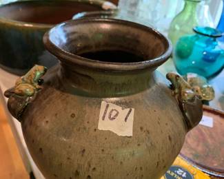 #107	Ginger Jar w/2 Frogs - 7" tall - Ceramic	 $25.00 			