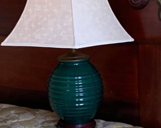 #147	Green Ceramic Base Lamp  w/shade 	 $75.00 			