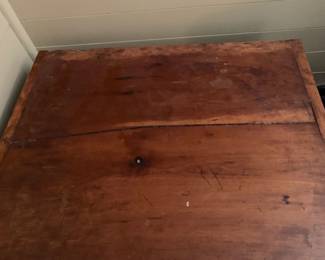 #032	Wood Chest  w/lift-up Top with storage and 2 drawers - comes apart into 2 pieces - (as is crack on top)  24x21x38	 $175.00 			