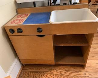 #023	Vintage kid wood Kitchen - 29x14x24	 $30.00 			