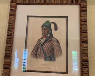 #109	Print of Old Irishman w/Wood Log type Frame - 23x27	 $125.00 			