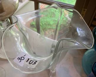 #103	Crystal Engraved w/flowers Vase - 8" Tall	 $30.00 			