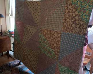 #183	Scrappy Squares - Reversible Hand-Quilted - 86x68	 $45.00 			