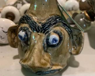 #071	Jerry Brown Face Jug Pottery - 1994 	 $65.00 			