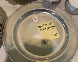 #075	Wilton 4 pc Pewter Chargers  - 11" Diameter	 $32.00 			