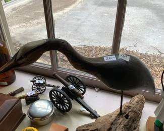 #169	Wooden Goose on Driftwood - Carved - 12" Tall	 $20.00 			