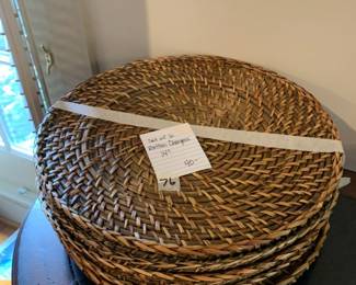 #076	Set of 6 Rattan Charges - 14"	 $40.00 			