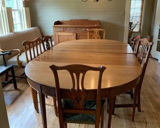 #001 double gate leg dining table with 6 mixed cain set chairs 54-99x54x30 $550.00