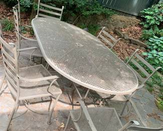 #122	Wrought Iron Oval Patio Table w/6 chairs - 6'x24x29	 $200.00 			