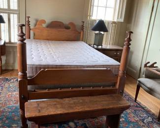 #153	Wood Antique  Full Size Headboard/Footboard w/mattress/Boxsprings - Upstairs you move down (need tools to dissembel)	 $175.00 			