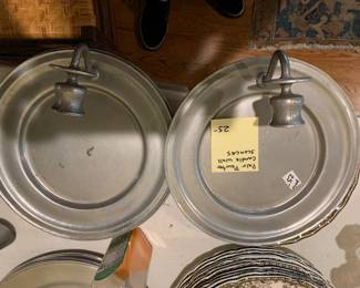 #074	Pair Pewter Candle Wall Sconces	 $25.00 			