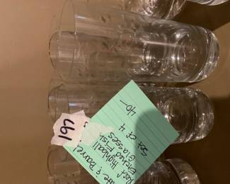 #197	Crate and Barrel reef highball etched fish glasses set of 4	 $40.00 			
