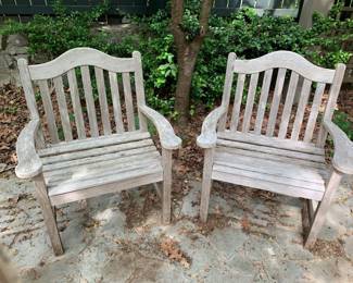 #128	Pair of 2 Teak Outside Side Chairs	 $60.00 			