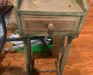 #059	Wood Distressed Green Cabinet w/1 drawer - 10x8x24	 $30.00 			