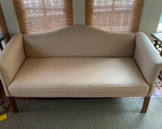 #014	Wheat Colored Sofa w/solid back and Wood Legs - 66" Long	 $175.00 			
