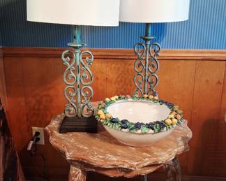 French table with French style lamps