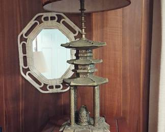 Vintage Brass Pagoda Lamp