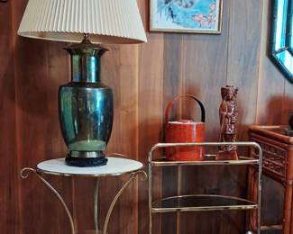Vintage lamp, table and barcart